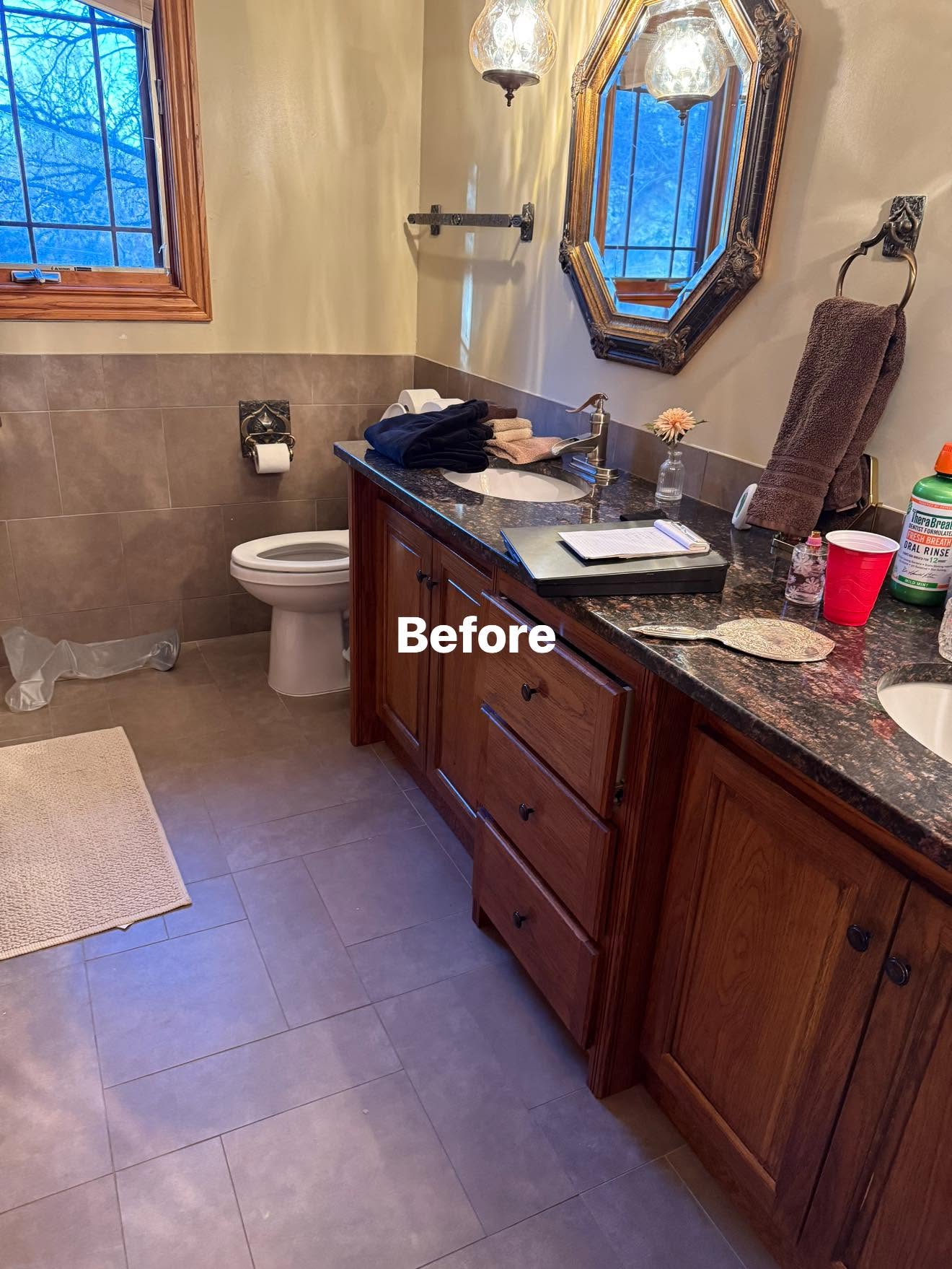 Bathroom Tile Floor — Before